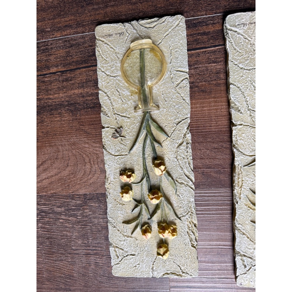 Cheri Blum Vintage Floral Wall Plaques Set of 2 3D Resin Botanical Art - Picture 3 of 16